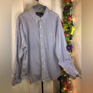 Ralph Lauren | Men’s Blue/White Pinstripe Long sleeve Button Down Shirt Top